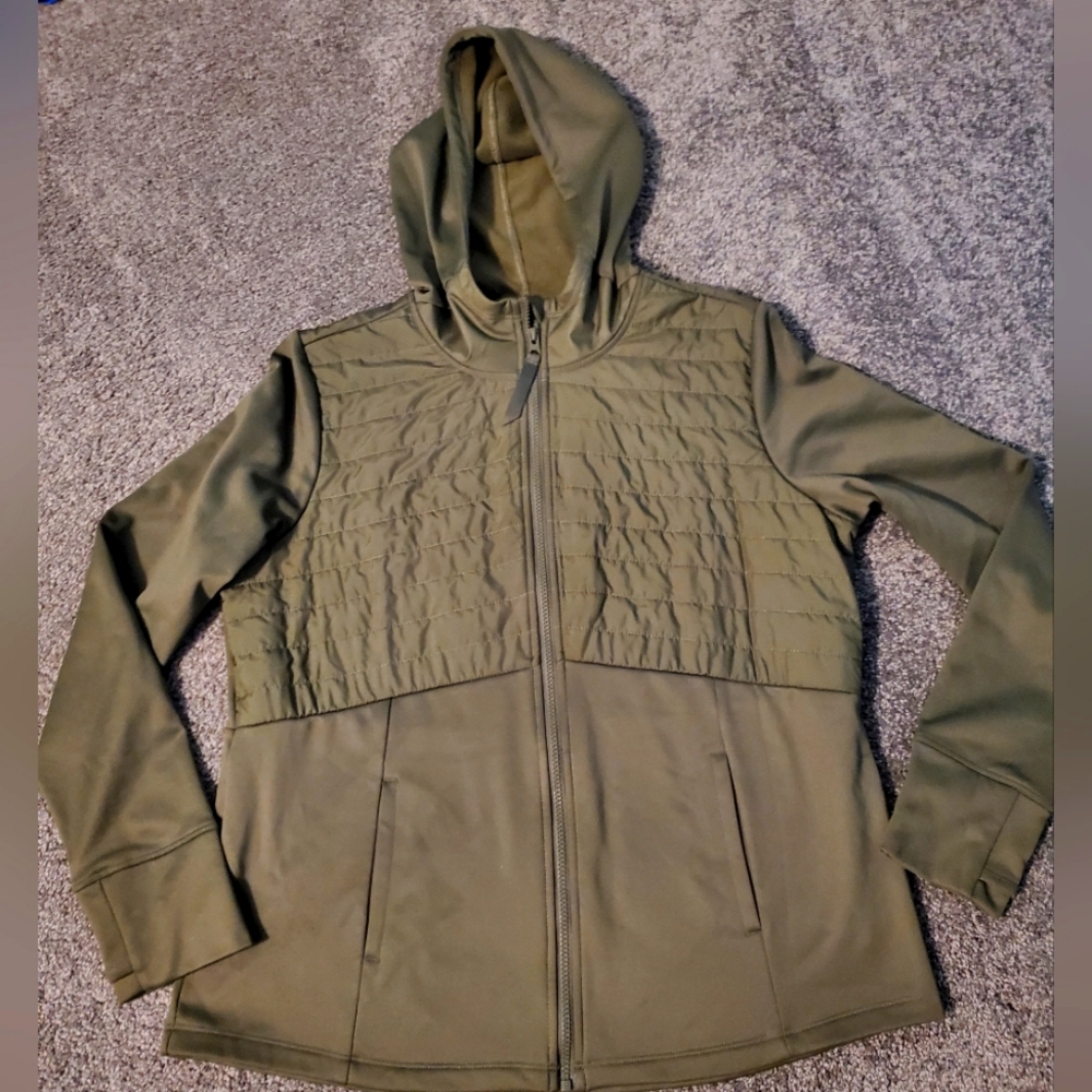 NWOT Avia Army Green Mixed Media Zip Up Hoodie